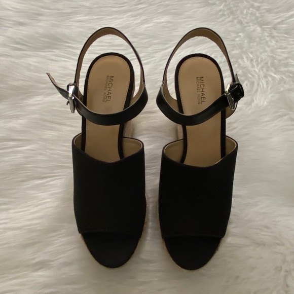 NEW in Box-MICHAEL KORS Penelope Canvas Wedges 10 - Picture 4 of 6